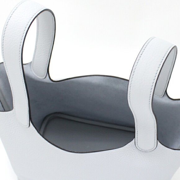 Hermes Picotin Lock MM 22 Handbag Blue Pale Gold Hardware Z Stamp Taurillon C... - Picture 6 of 10